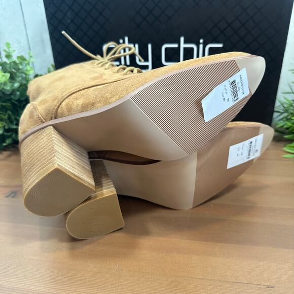 City Chic Women's Wide Fit Calista Ankle Boots Tan Size 40 US 9 - Picture 8 of 8